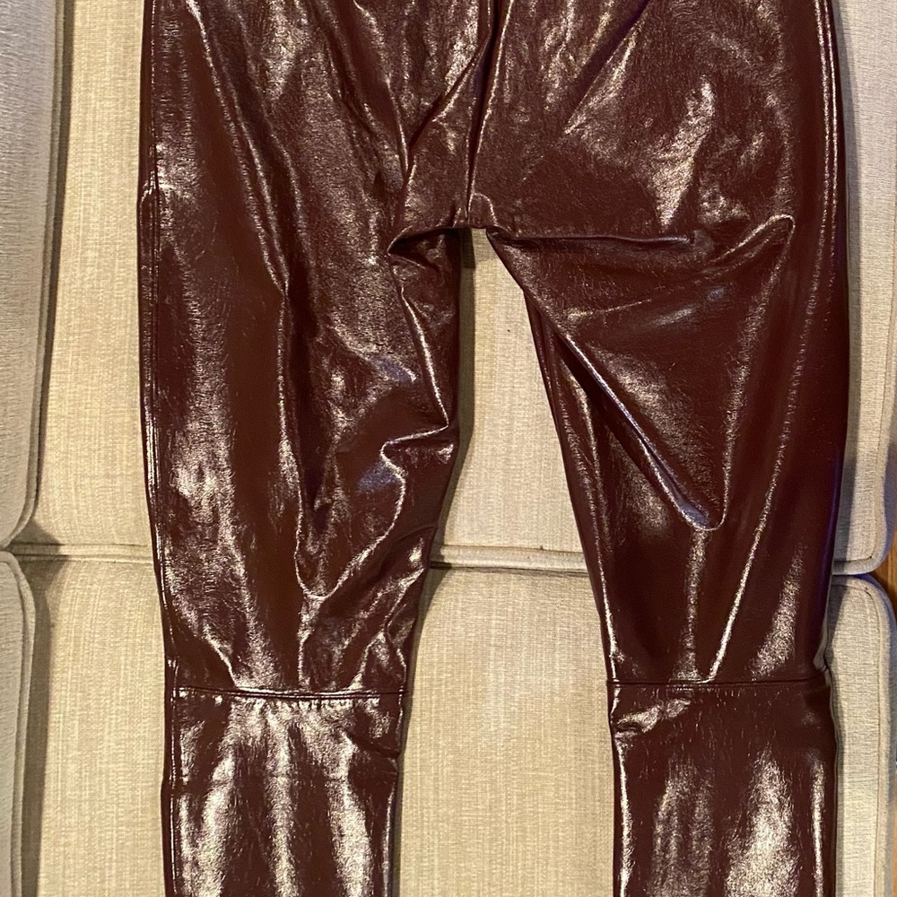 SPANX wine Shiny Leggings with Glossy Finish